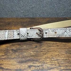 Relic Snakeskin Print Belt Womens Size Medium Gray Faux Leather Silver Buckle